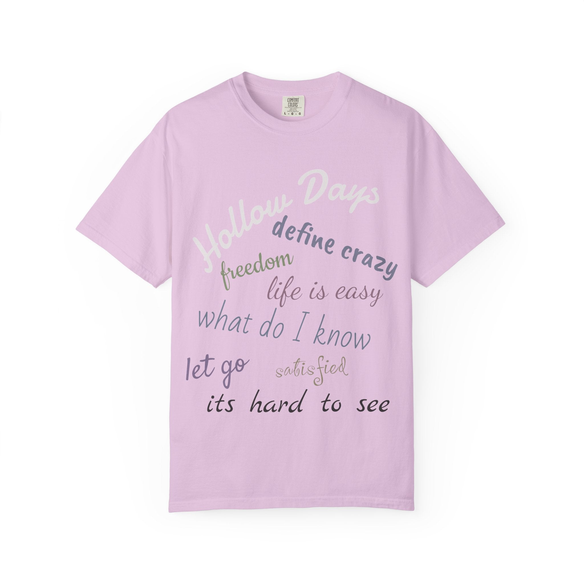 T-Shirt — 'Hollow Days' Script Word Cloud Graphic Tee